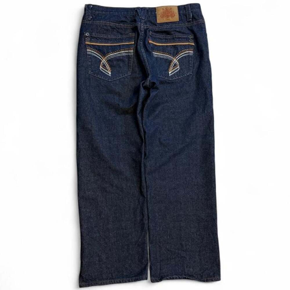 Vintage Fivez Y2K Baggy Loose Dark Wash Denim Jeans 38x32